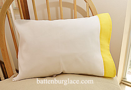 Hemsitch Baby Pillowcase, Aspen Gold color border.